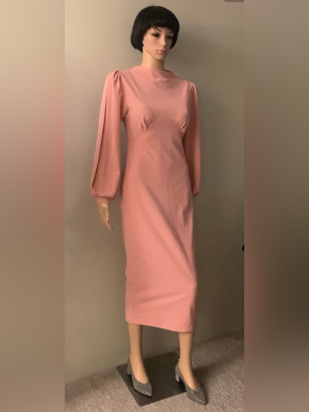 Elegant Pink Long Sleeve Dress